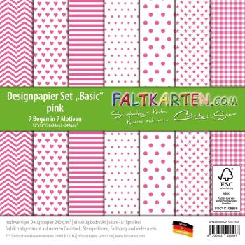 Designpapier 12"x12" 170gr "Basic Set" in pink