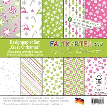 Designpapier Set 12"x12" "Crazy Christmas" doppelseitig