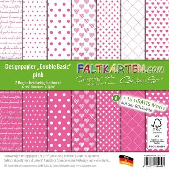 Designpapier 12"x12" beidseitig "Double Basic" in pink