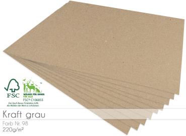 Cardstock - Bastelpapier 220g/m² DIN A4 in kraft grau