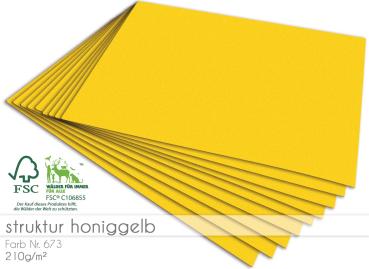 Cardstock - Bastelpapier 210g/m² DIN A4 in struktur honiggelb