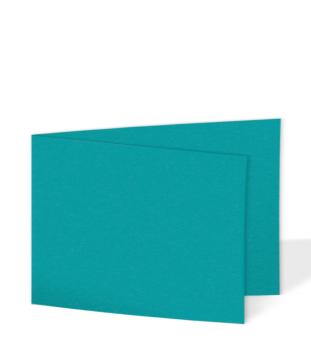 Doppelkarte - Faltkarte 300g/m² DIN B6 quer in türkisblau