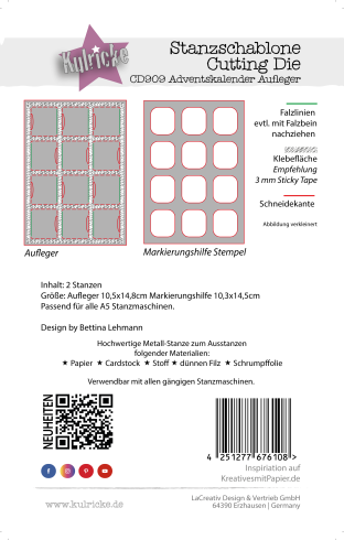 Kulricke Stanzschablone "Adventskalender Aufleger" Craft Die