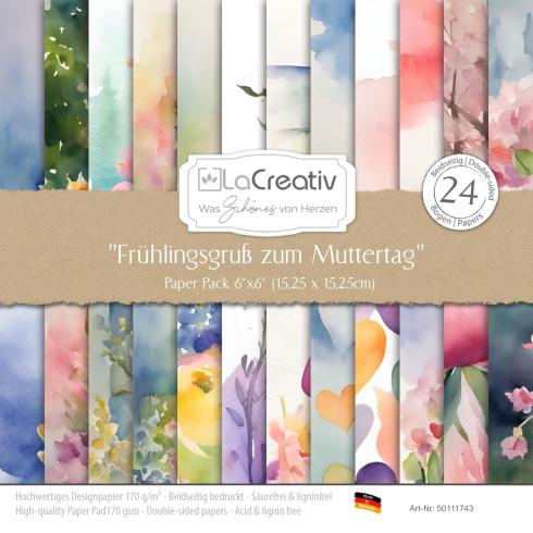 LaCreativ - Designpapier "Frühlingsgruß zum Muttertag" Paper Pack 6x6" - 24 Bogen