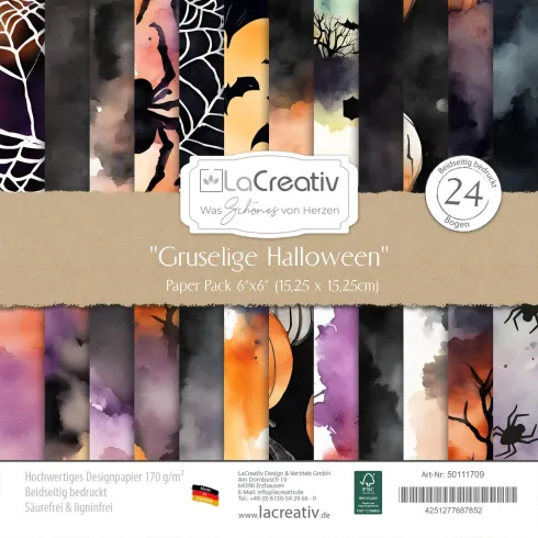 LaCreativ - Designpapier "Gruselige Halloween" Paper Pack 6x6" - 24 Bogen