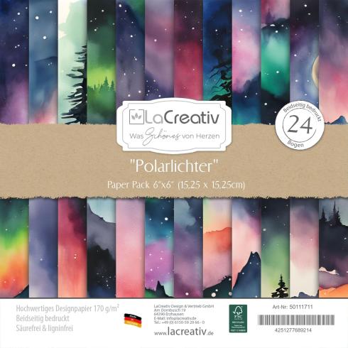 LaCreativ - Designpapier "Polarlichter" Paper Pack 6x6" - 24 Bogen