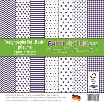 Designpapier 12"x12" 170gr "Basic Set" in pflaume