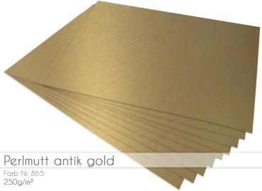 Cardstock "Metallic" - Bastelpapier 250g/m² DIN A4 in perlmutt antik gold