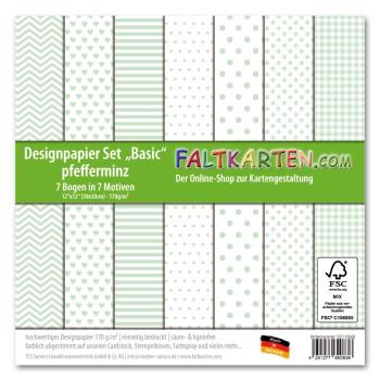 Designpapier 12"x12" 170gr "Basic Set" in pfefferminz