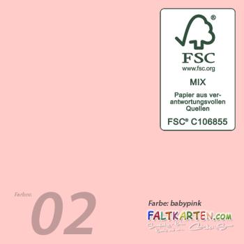 Faltkarte DIN A6 mit Briefumschlag DIN C6 in babypink