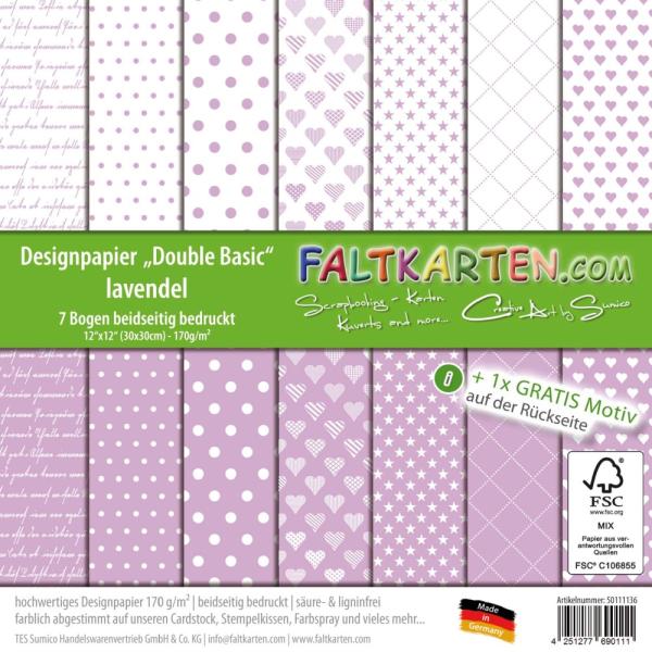 Designpapier 12"x12" beidseitig "Double Basic" in lavendel