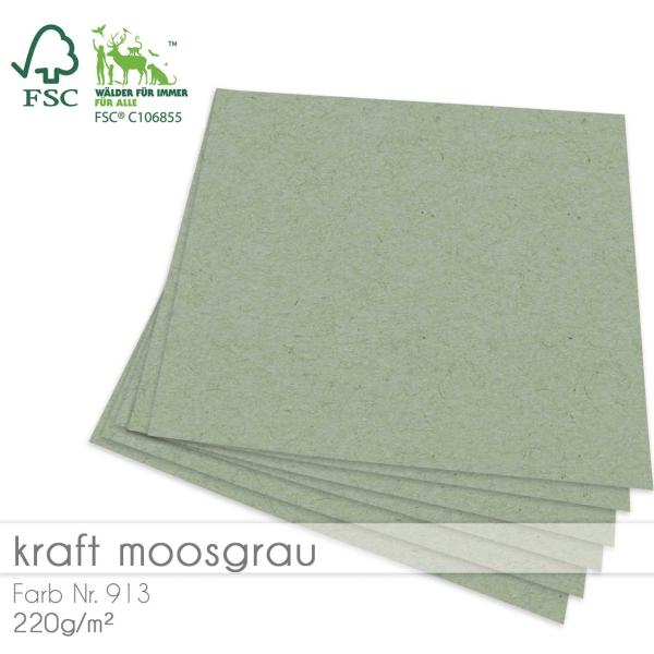 Cardstock 12"x12" 220g/m² (30,5 x 30,5cm) in kraft moosgrau