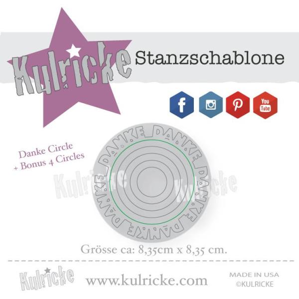 Kulricke Metall Stanzschablone Craft Die "Danke" Kreis inkl. Bonus