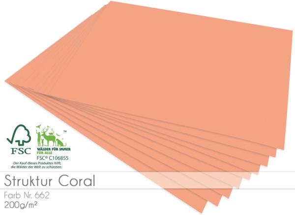 Cardstock - Bastelpapier 200g/m² DIN A4 in struktur coral