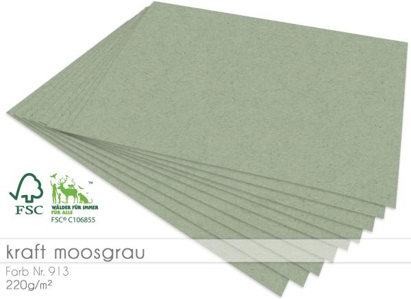 Cardstock - Kraftpapier 220g/m² DIN A4 in kraft moosgrau