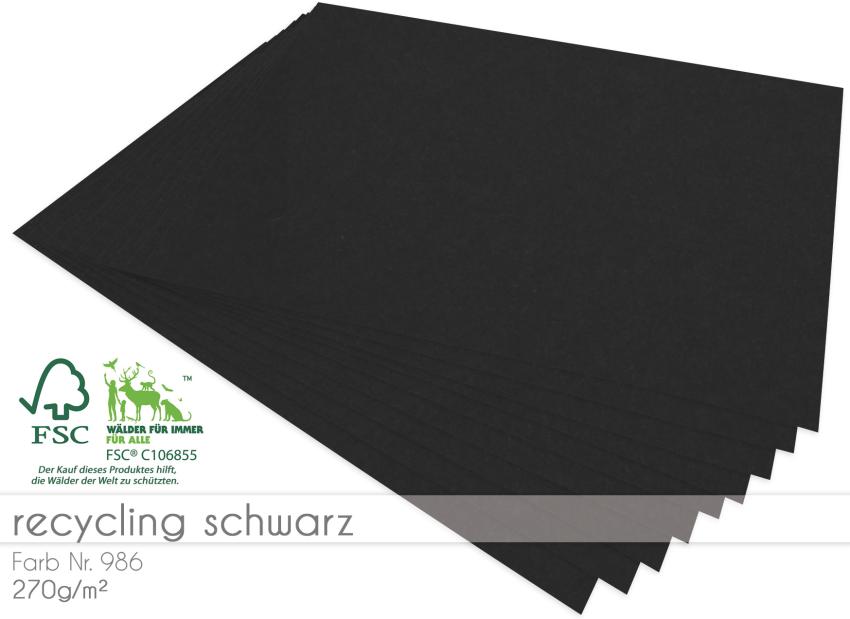 Cardstock "Recycling" - Bastelpapier 270g/m² DIN A4 in recycling schwarz