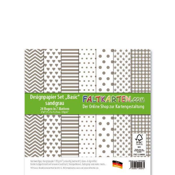 Designpapier / Scrapbooking-Papier 6x6" 170g/m² sandgrau