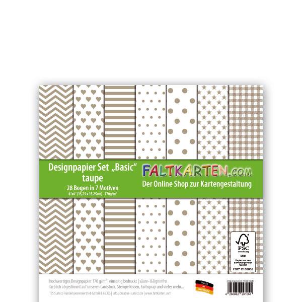 Designpapier 6"x6" 170gr "Basic Set" in taupe