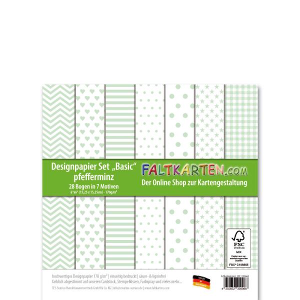 Designpapier / Scrapbooking-Papier 6x6" 170g/m² pfefferminz