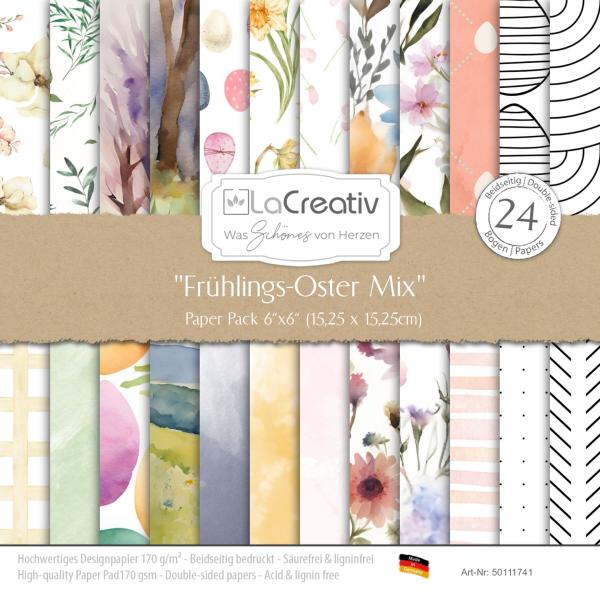 LaCreativ - Designpapier "Frühlings-Oster Mix" Paper Pack 6x6" - 24 Bogen