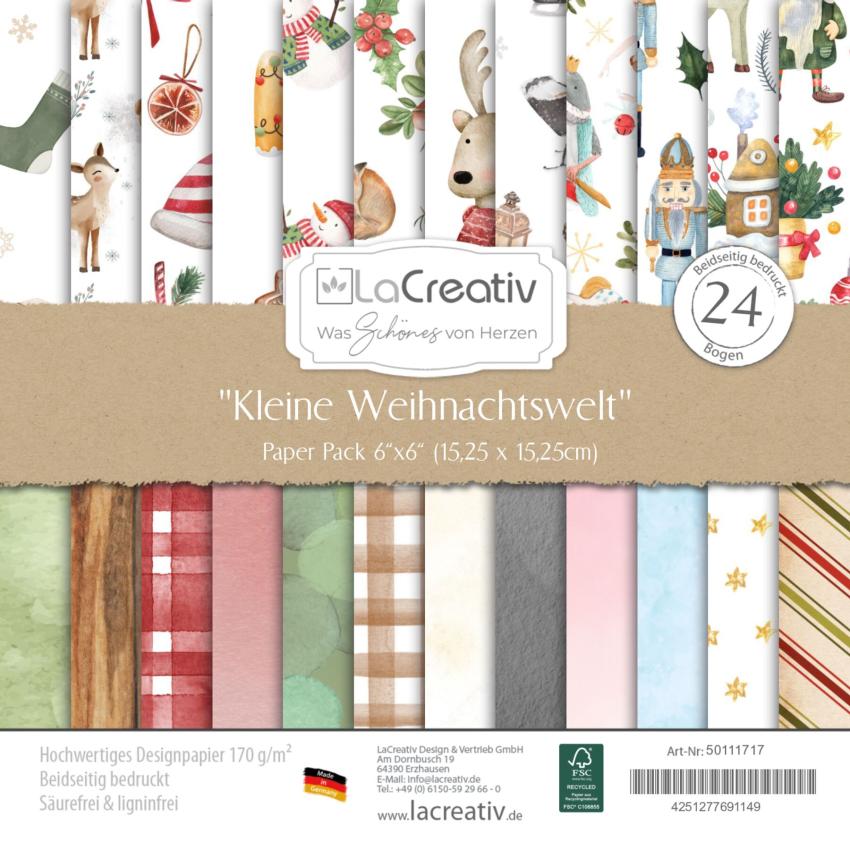 LaCreativ - Designpapier "Kleine Weihnachtswelt" Paper Pack 6x6" - 24 Bogen