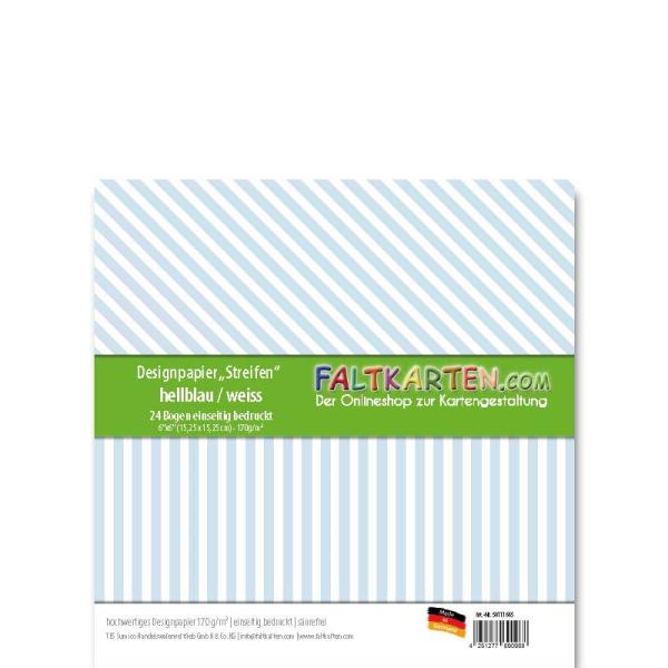 Designpapier "Streifen" 6" 170g/m² hellblau