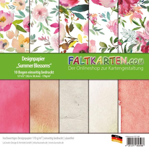 Designpapier 12"x12" 170gr "Summer Blossoms" 10 Bogen